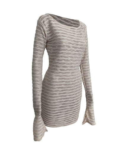 Nude Knitted Dress - Arm Slits