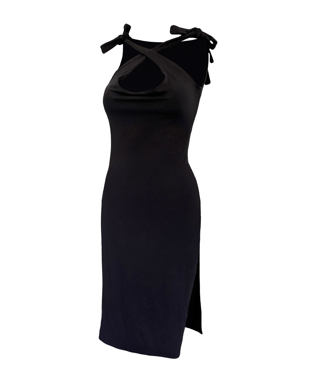 Bebe mock neck on sale strappy crepe dress